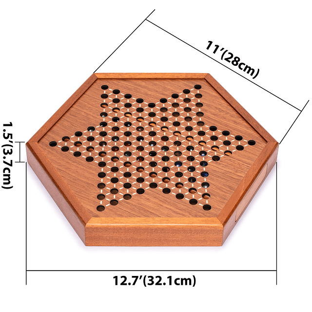 Juego de mesa Halma de damas chinas de madera, 12,7 pulgadas