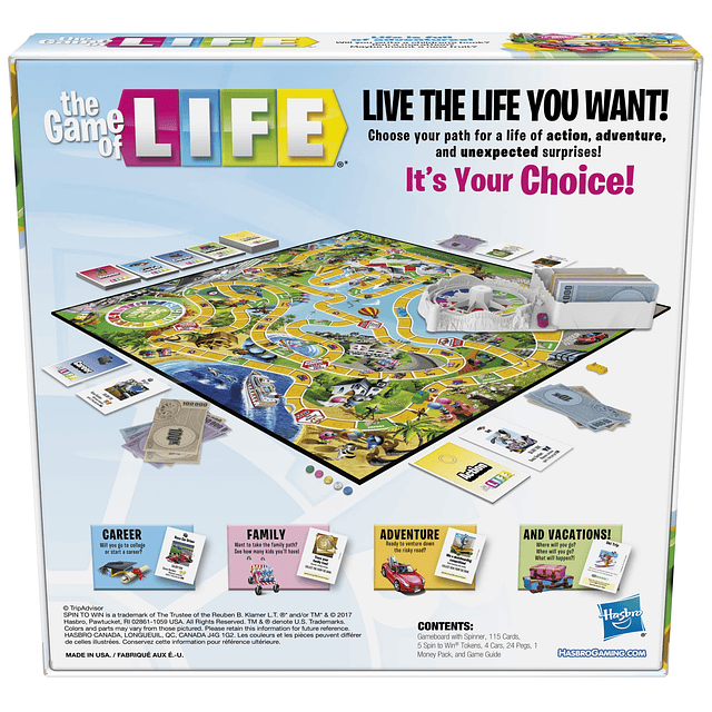 The Game of Life Juego de mesa, juegos familiares para niños