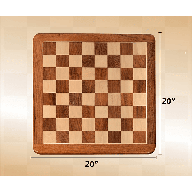 Tablero de ajedrez de madera de 20x20 pulgadas, tamaño cuadr