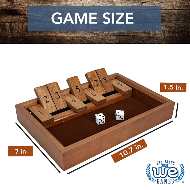 Shut the Box Juego de madera – 9 números con caja de madera