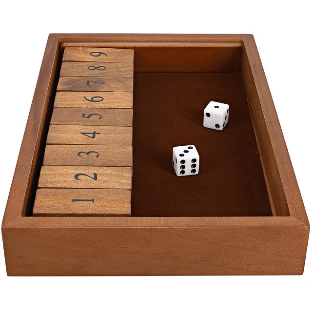 Shut the Box Juego de madera – 9 números con caja de madera