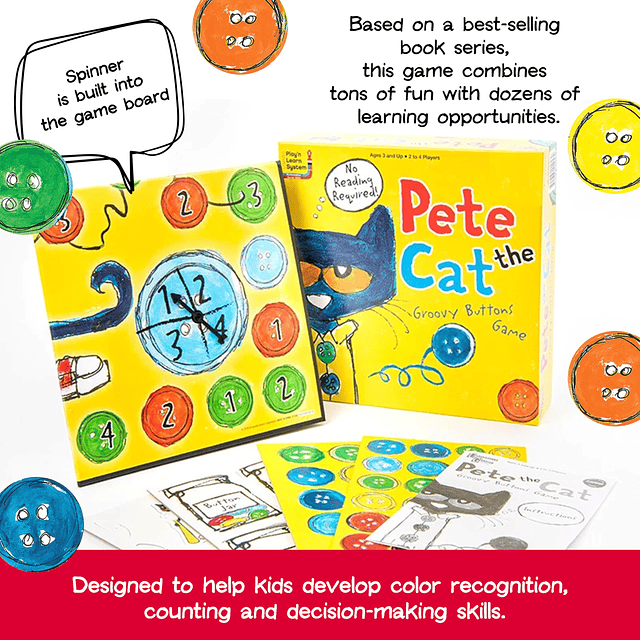 parche de brezo | Pete the Cat Groovy Buttons Game, Fans de