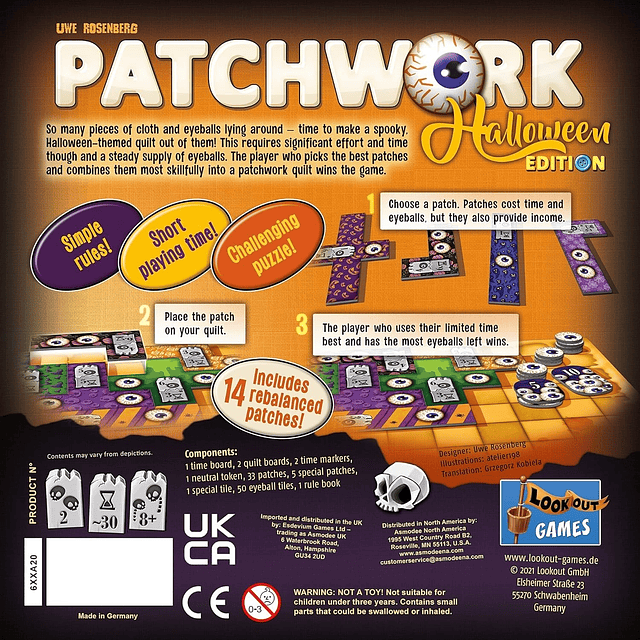 Juego de mesa Patchwork Halloween Edition ¡un espeluznante j