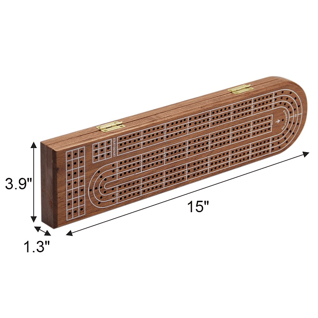 Juego de mesa de madera Cribbage de 3 pistas con clavijas de