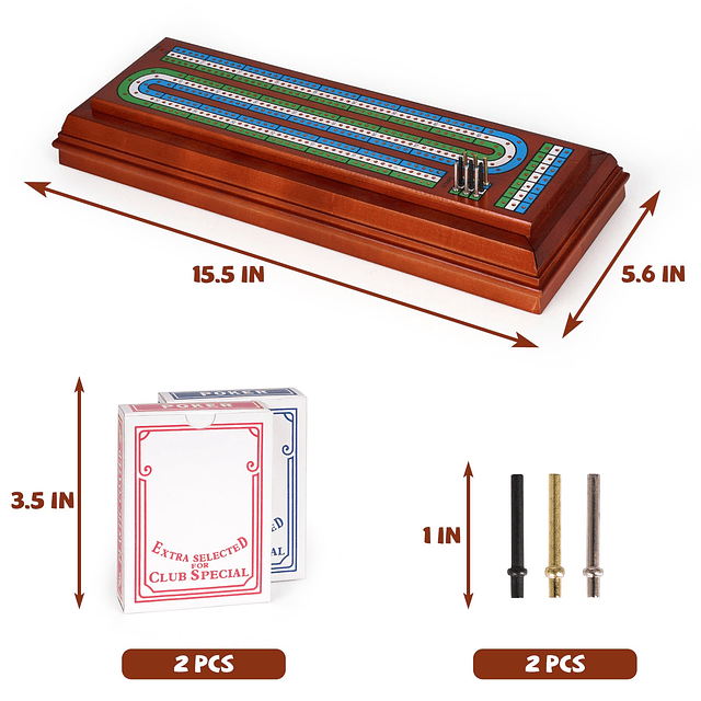 Juego de mesa de cribbage de madera con gran área de almacen