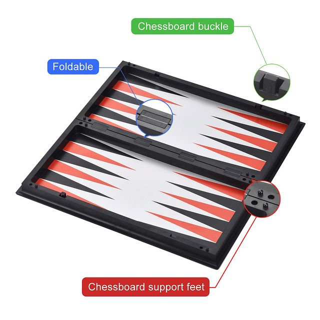 Juego de mesa de backgammon de ajedrez magnético 3 en 1 con