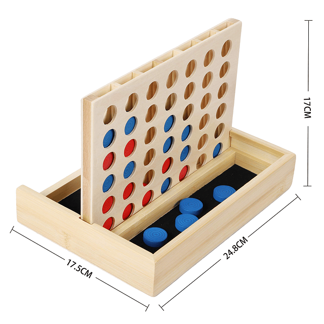 TOWO Juego de madera 4 en fila - Juego de estrategia clásico