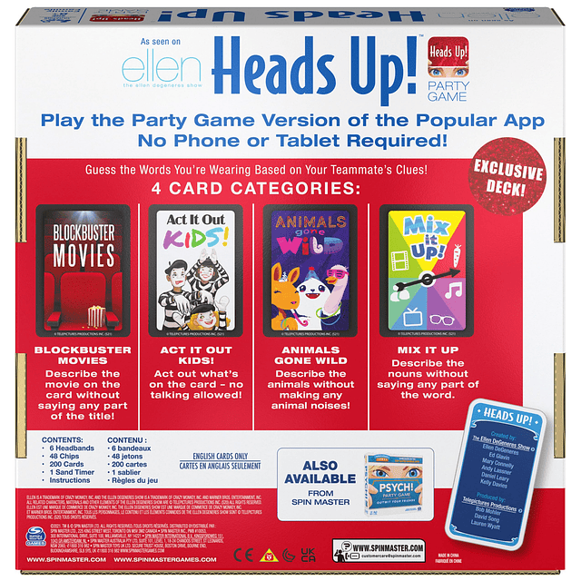 Head's Up Party Game 4.ª edición, juego de mesa para adivina