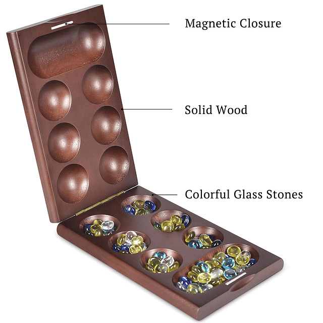 VAMSLOVE Juego de mesa Mancala de madera con cerradura magné