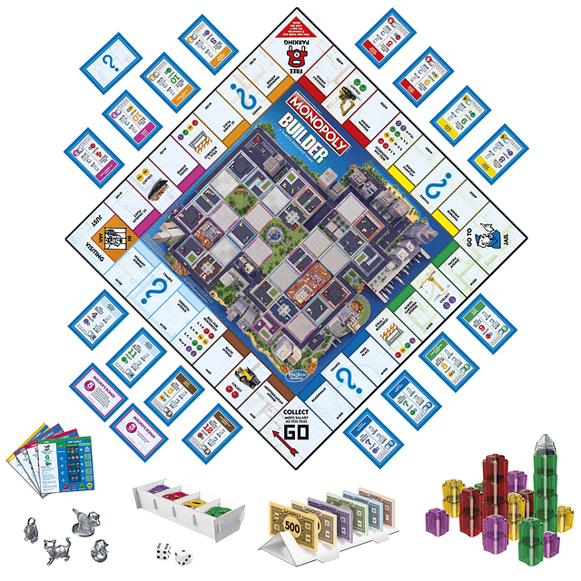 Juego de mesa Monopoly Builder para niños y adultos, juegos