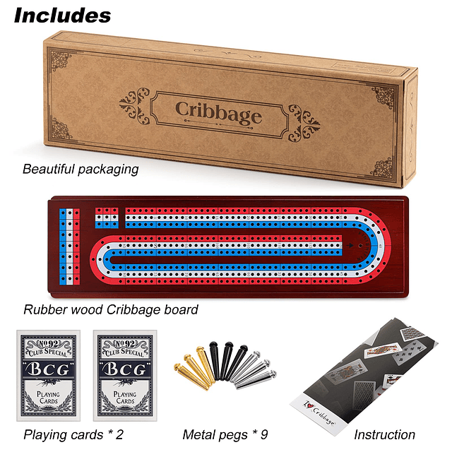 Juego de mesa Cribbage con gran área de almacenamiento, tabl