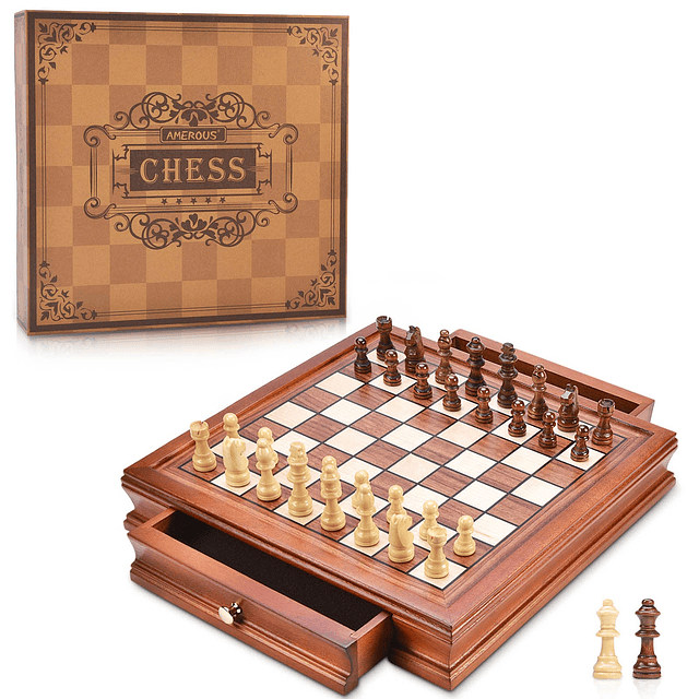 Juego de ajedrez magnético de madera de 12,8 pulgadas / 2 ca