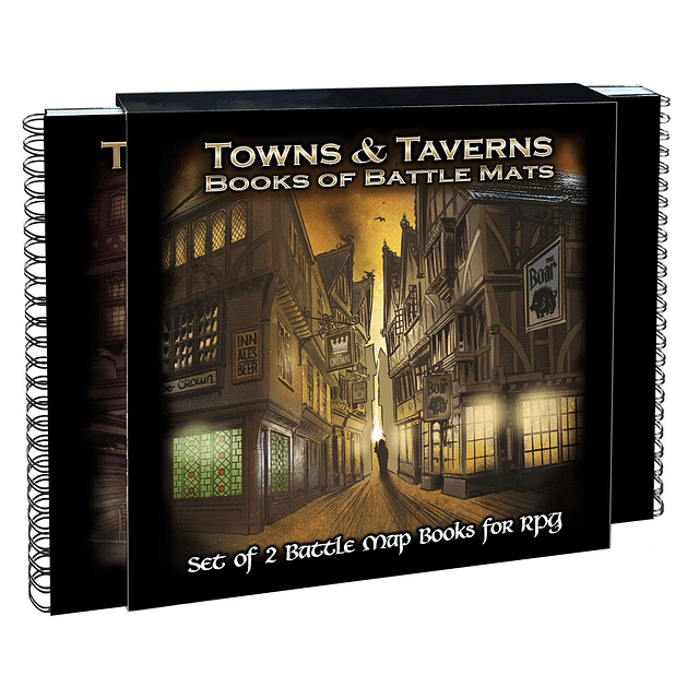 Loke Towns & Taverns Libros de tapetes de batalla, negro