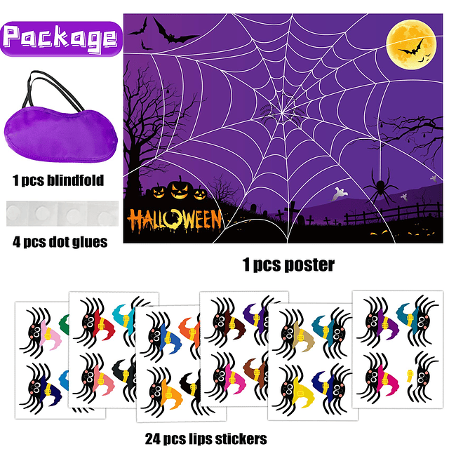 Juego de Pin The Tail de Halloween - Juego de Pin The Spider