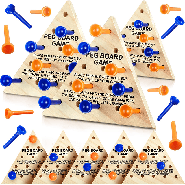 12 paquetes de juegos de madera con clavijas triangulares, j