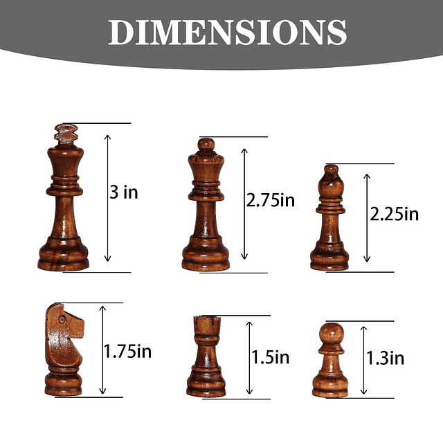 Piezas de ajedrez, figuras de rey de 3 pulgadas, piezas de f