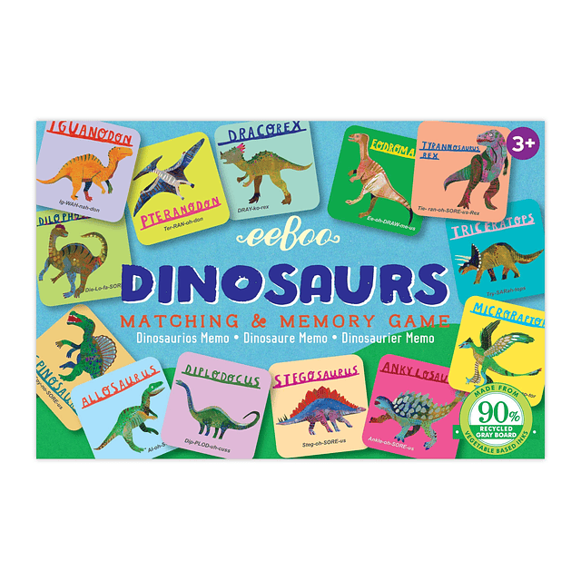 Dinosaurios Pequeño juego de memoria y combinación, 3 años