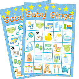 Juego de bingo para baby shower para niños, suministros para