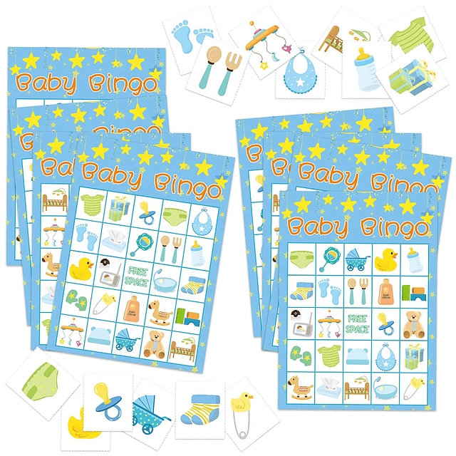 Juego de bingo para baby shower para niños, suministros para