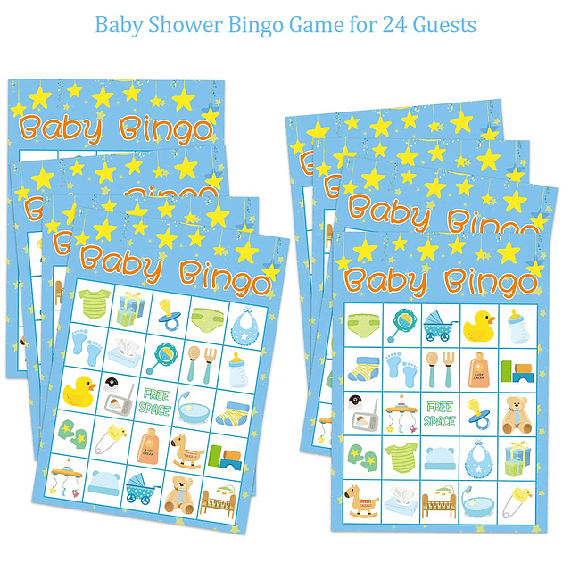 Juego de bingo para baby shower para niños, suministros para