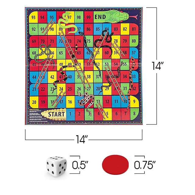 Juego de mesa Snakes and Ladders para niños, juego completo