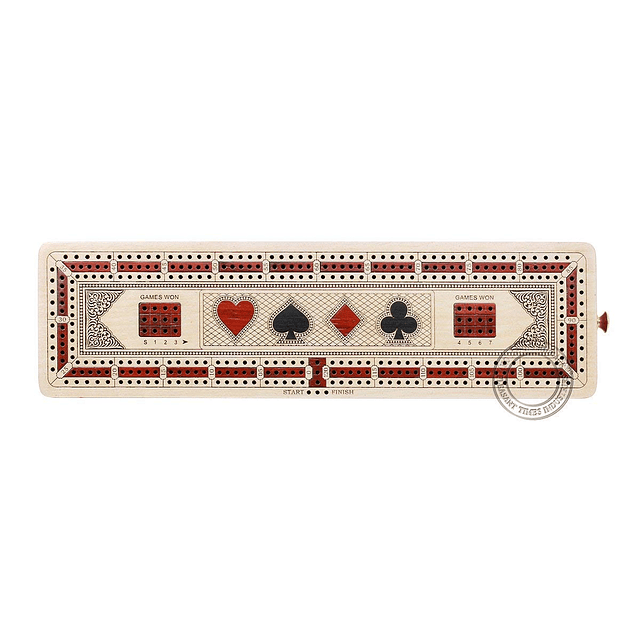 - Tabla de cribbage continua de 3 pistas con incrustaciones