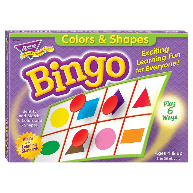 Juego de bingo de colores y formas