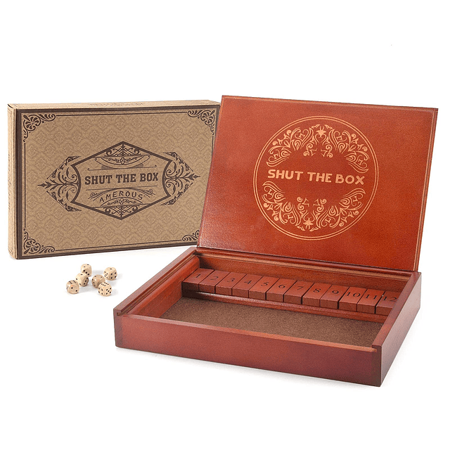 Shut The Box Juego de dados, tablero de madera, juego de mat