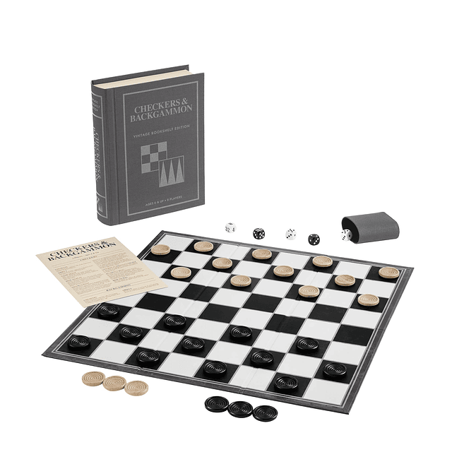 Damas y Backgammon Vintage Bookshelf Edition