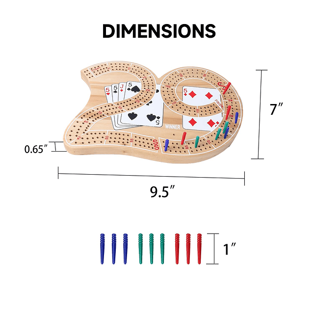 Juego de mesa de madera de 3 pistas 29 Cribbage con clavijas