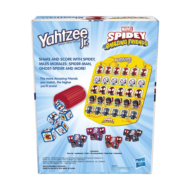 Spidey and His Amazing Friends Yahtzee Jr.Juego de mesa Marv