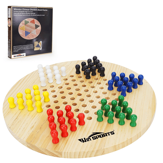 Win SPORTS Tablero de damas chinas juego de madera, juego de