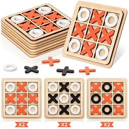 6 Piezas Juego de Madera Tic Tac Toe Mini Juego de Mesa Jueg