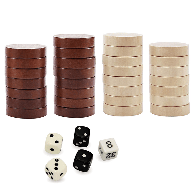 Piezas de Backgammon de Madera, Juego de Piezas de Damas de