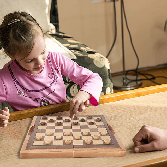 Juego de mesa de ajedrez, damas y backgammon plegable de mad