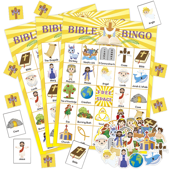 Juego de Bingo Bíblico para 30 Jugadores para Vacaciones Esc