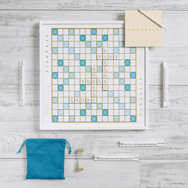 Scrabble Bianco Edition con tablero de juego giratorio de ma