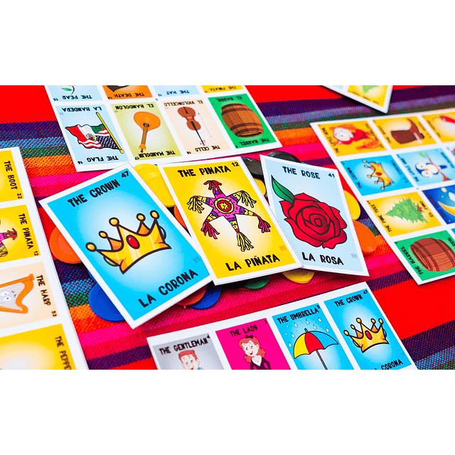 Kit de Juego de Bingo Mexicano - Juego Bilingüe para 10 Juga