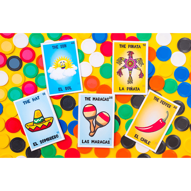 Kit de Juego de Bingo Mexicano - Juego Bilingüe para 10 Juga