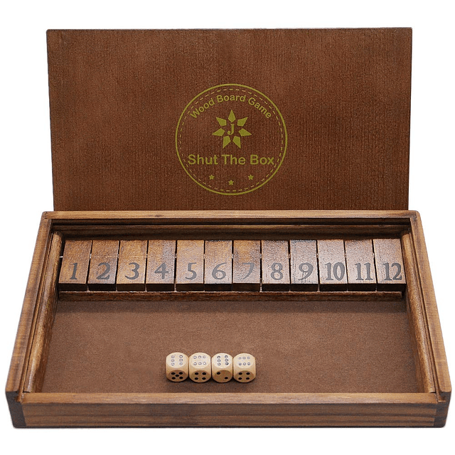 Shut The Box Juego de dados de mesa de madera con 12 números