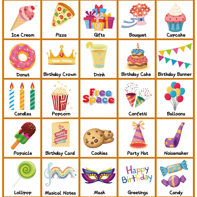 Juego de bingo de cumpleaños para 24 jugadores para niños pa