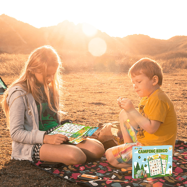 Juego de bingo para acampar para niños, 24 jugadores, sumini