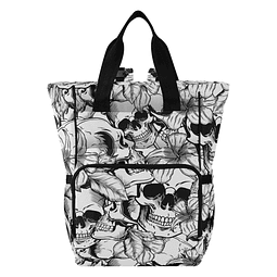 Bolsa de pañales con diseño de calavera gótica, color blanco