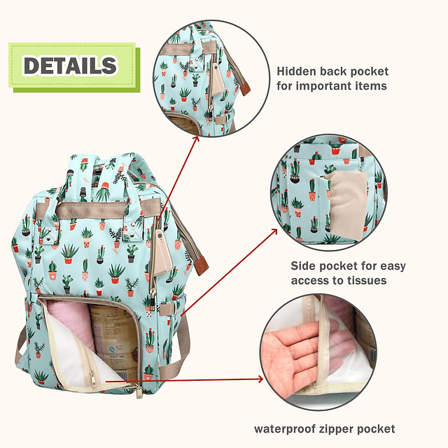 Armbq Bolsa de pañales para bebés Mochila Bolsa de pañales I