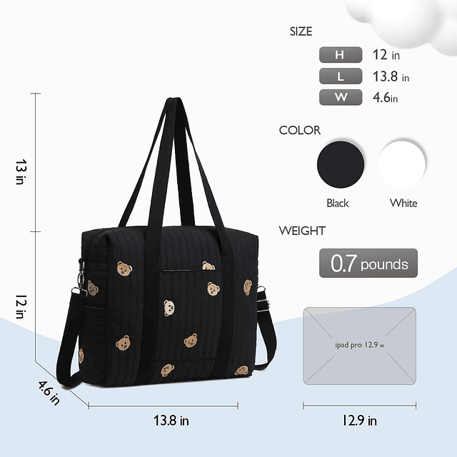 Lindo bolso convertible para pañales con ganchos para cochec