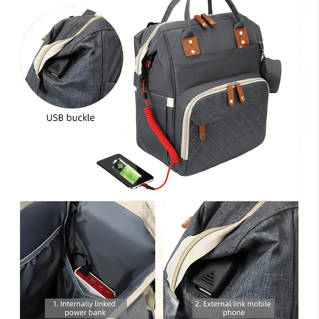 Mochila para pañales - Bolsa para pañales impermeable multif