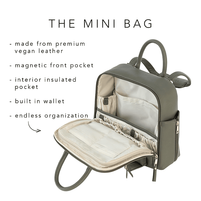 Mini bolso convertible para pañales de bebé, bolso de mano c