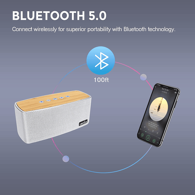 Comiso Altavoces Bluetooth, 20 W de madera para el hogar, al