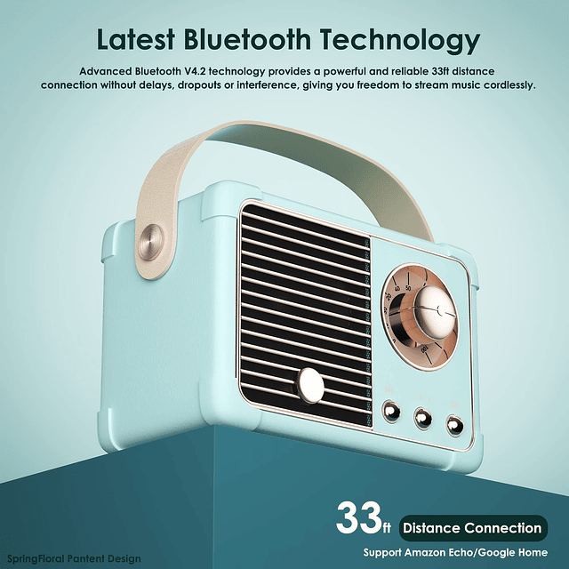 Altavoz Bluetooth retro, altavoz pequeño inalámbrico vintage