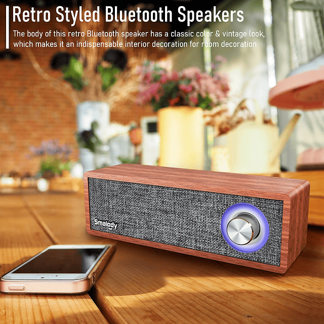 Altavoz Bluetooth Retro de Madera, Mini Altavoces Bluetooth